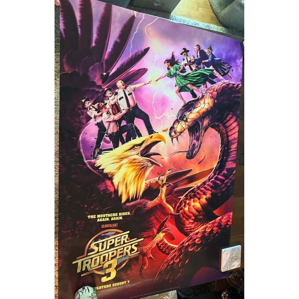 Super Troopers 3 Original Movie Poster 27x40 Double Sided Snake Theater Used 🐍